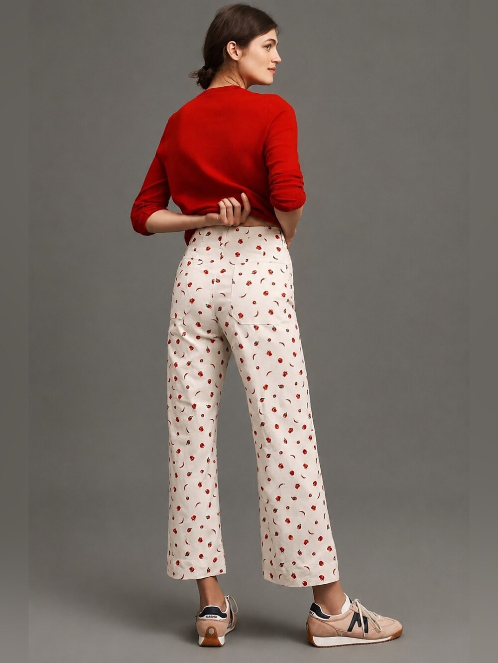 Maeve Colette Linen Pants Crop Wide Leg Peppers Tomato 25 NWT